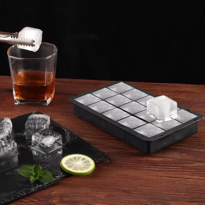 New 15 Grid Silicone Ice Cube Molds Big Tray Mold Ice Cube Maker Reusable Durable Bar Pub Whiskey Cocktail Ice Block Maker Model