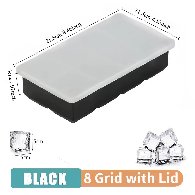 New 15 Grid Silicone Ice Cube Molds Big Tray Mold Ice Cube Maker Reusable Durable Bar Pub Whiskey Cocktail Ice Block Maker Model